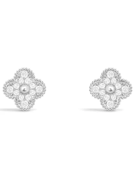 Aros Van Cleef & Arpels Vintage Alhambra Plateados con Brillos