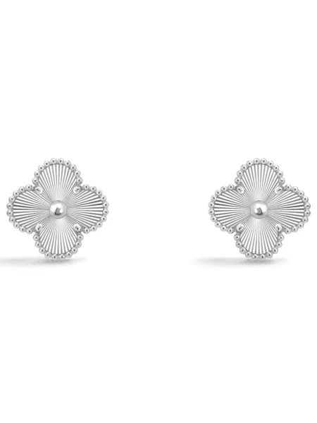 Aros Van Cleef & Arpels Vintage Alhambra Plateados Texturados
