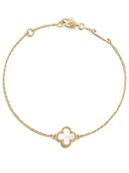 Brazalete Van Cleef & Arpels Sweet Alhambra 1 Motivo Dorado con Blanco