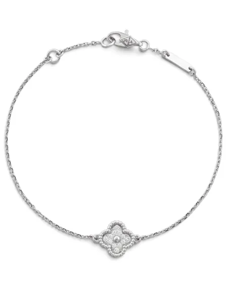 Brazalete Van Cleef & Arpels Sweet Alhambra 1 Motivo Plateado con Brillos