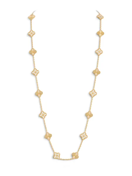 Collar Van Cleef & Arpels Sautoir Vintage Alhambra 20 Motivos Dorado con Brillos