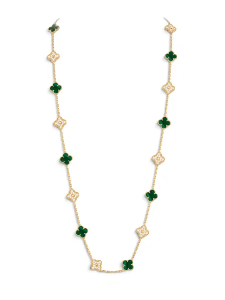 Collar Van Cleef & Arpels Sautoir Vintage Alhambra 20 Motivos Dorado con Verde