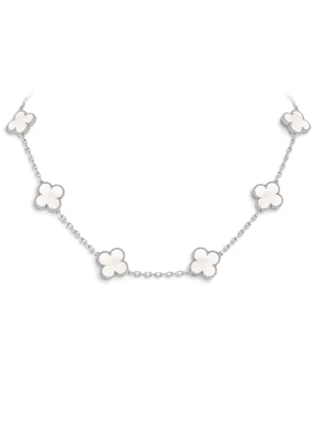 Collar Van Cleef & Arpels Vintage Alhambra 10 Motivos Blanco con Plateado