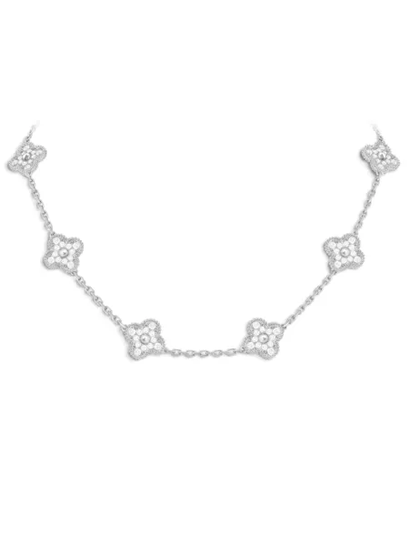 Collar Van Cleef & Arpels Vintage Alhambra 10 Motivos Plateado con Brillos