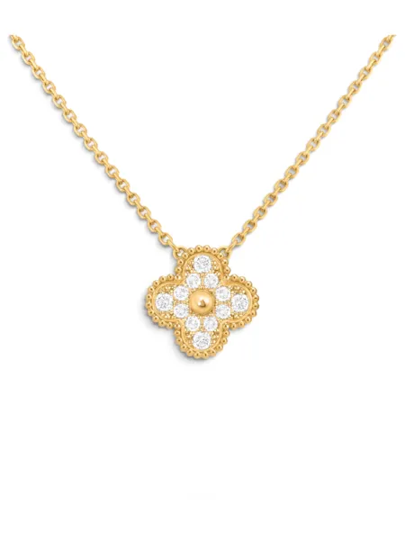 Collar Van Cleef & Arpels Vintage Alhambra Dorado con Brillos