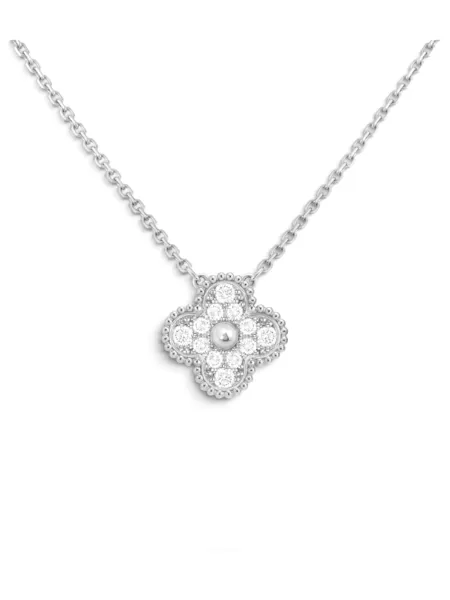 Collar Van Cleef & Arpels Vintage Alhambra Plateado con Brillos