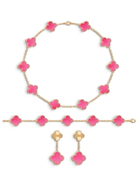 Conjunto Van Cleef & Arpels Alhambra Rosado con Aros Magic