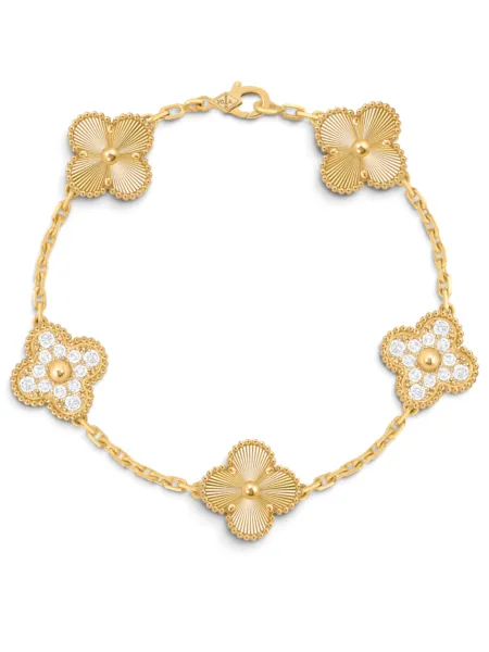 Pulsera Van Cleef & Arpels Vintage Alhambra 5 Motivos Dorada Mixta